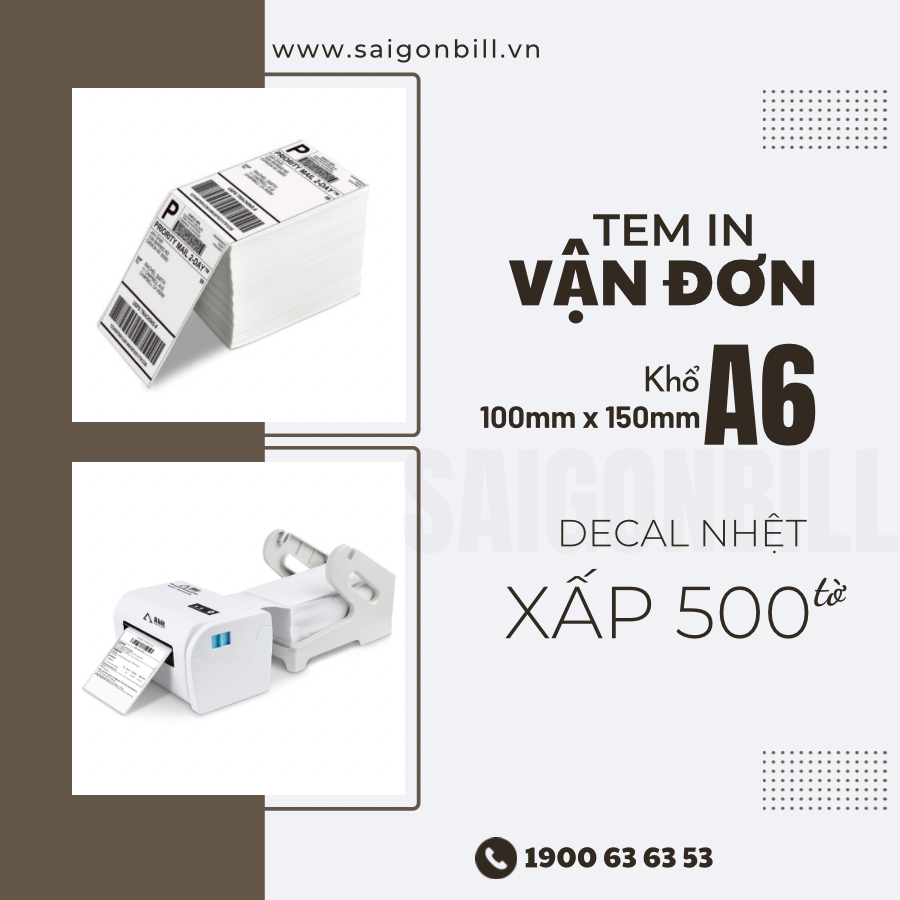 DECAL VẬN ĐƠN A6 (100X150) - XẤP 500 TỜ