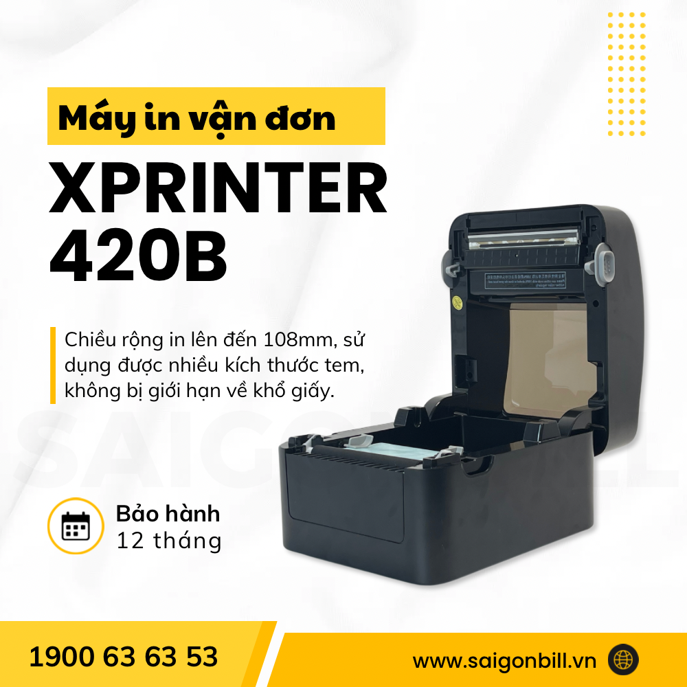 MÁY IN VẬN ĐƠN A6 - QUA ĐIỆN THOẠI - XPRINTER 420B (USB + LAN)